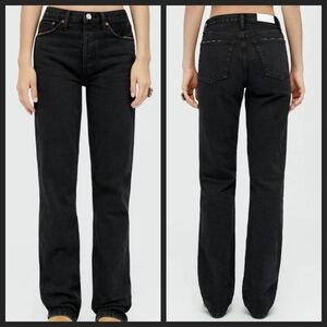 NEW! RE/DONE Black Denim High Rise Loose Jeans 29.
